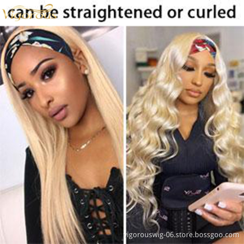 Vigorous dropship natural cheap blonde straight perruque wholesale glueless synthetic fiber hair for headband wigs for women